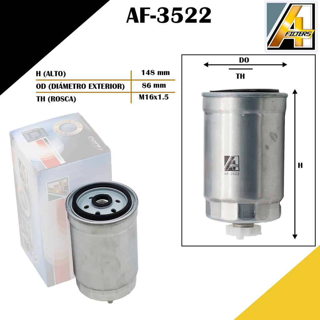 FILTRO DE COMBUSTIBLE IVECO TURBO DAILY C/PURGA /CHANGAN KAICENE F70 2.5L DIESEL /ZX TERRALORD
