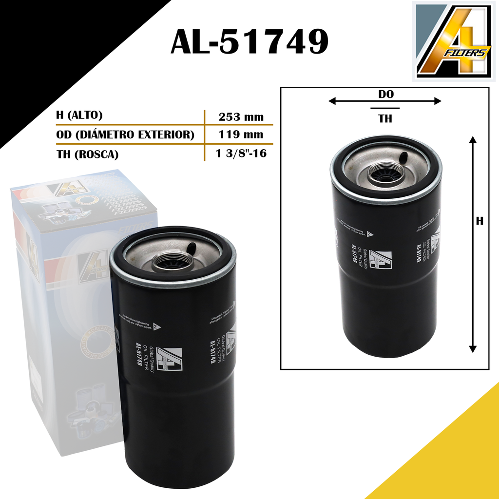 FILTRO DE ACEITE MAQ. CASE/CASE-IH /CHEV. FVR 23G/SUPER BRIGADDIER /FREIGHTLINER COLUMBIA /MACK VISION/ INTERNATIONAL/KENWORTH
