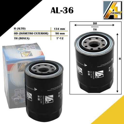 [AL-36] FILTRO DE ACEITE ENCAVA BUS 600, 1000, 3000,CAT