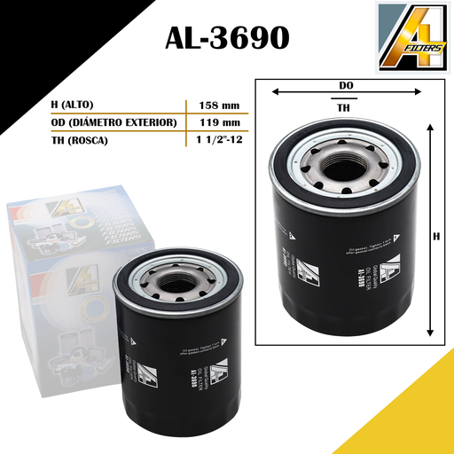 [AL-3690] FILTRO DE ACEITE DETROIT MOTOR DIESEL/NPR 98 4BD (51810)