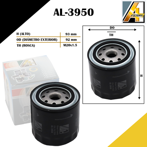 [AL-3950] FILTRO DE ACEITE ORINOCO,VAN L-300, MX/MF