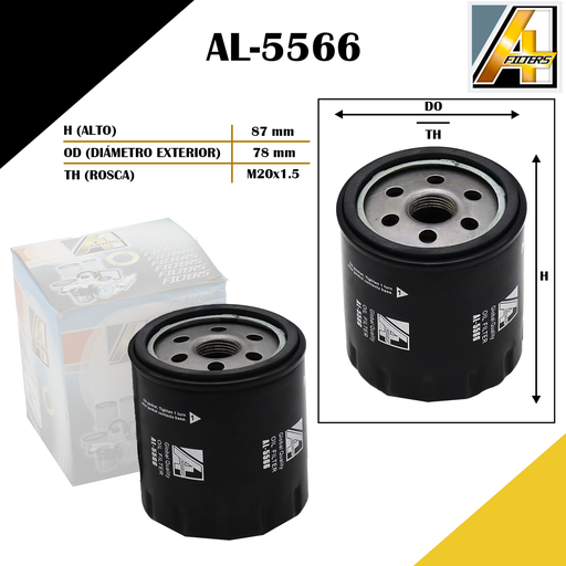 [AL-5566] FILTRO DE ACEITE CENTAURO/CHEV. EPICA/FIAT. MAREA/CITROEN C5/PEUGEOT 407/607