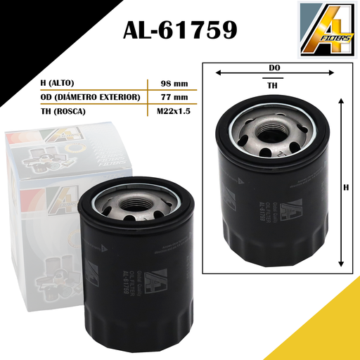 [AL-61759] FILTRO DE ACEITE CHEROKEE LIBERTY 3.7 V6 (PH500)