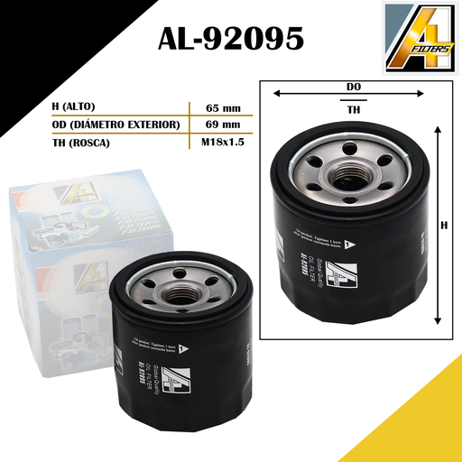 [AL-92095] FILTRO DE ACEITE CHEV. SPARK GT/SAIL/N300/BEAT/AVEO 18/24 (24103565)(PH11203/PH2873/PH11462)