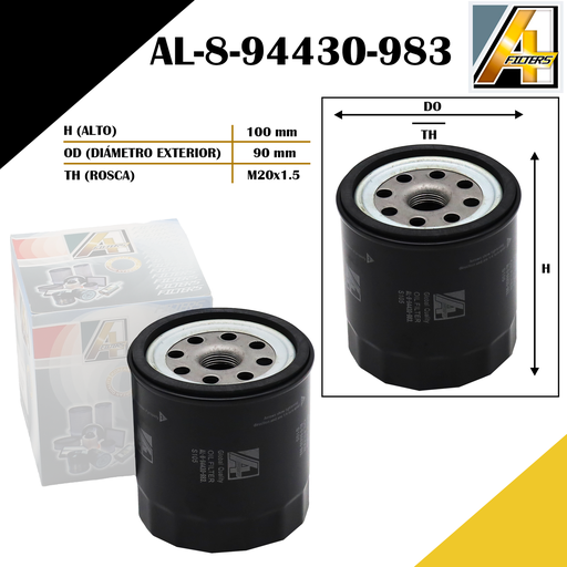 [8-94430-983] FILTRO DE ACEITE ISU. 4JA1/4JB1 2.5L/2.8L PICK-UP/CAMION