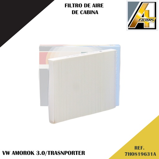[7H0819631A] FILTRO DE CABINA VW. AMAROK 3.0 16/~ /2.0 11/20 / TRANSPORTER