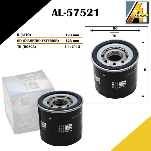 [AL-57521] FILTRO DE ACEITE ISU./CHEV. NPR 4HF1 00/- /ELF 400/500/600 / ISUZU MOTORES 4HF1/4HG1/4HJ1/6HK1/6SA1 /ENCAVA ENT-900