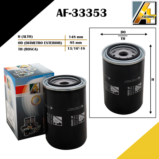 [AF-33353] FILTRO DE COMBUSTIBLE MAQUINARIA CASE/CASE-IH /ENCAVA BUS 300 1999/ENCAVA BUS 3100 03/05 (PRIMARIO)