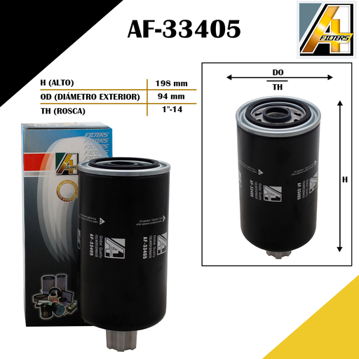 [AF-33405] FILTRO DE COMBUSTIBLE TRACTORES CASE/FORD MOTOR CUMMINS /FREIGHTLINER/KENWORTH