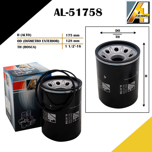 [AL-51758] FILTRO DE ACEITE HIDRÁULICO TRATOR CASE/CASE-IH /EXCAV. CATERPILLAR/JOHN DEERE/KOMATSU